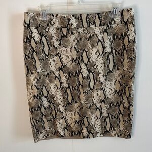Jones New York Beige and Black Animal Print Mini Skirt